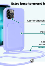 Forterra Forterra iPhone 13 Pro Max Hoesje Pashouder met Koord Met Screenprotector - Lila