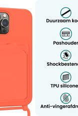 Forterra Forterra iPhone 13 Pro Max Hoesje Pashouder met Koord - Papaya - 2 PACK