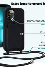 Forterra Forterra iPhone 13 Pro Max Hoesje Pashouder met Koord Met Screenprotector - Zwart