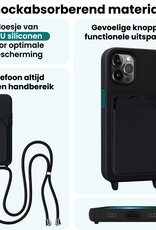 Forterra Forterra iPhone 13 Pro Max Hoesje Pashouder met Koord Met Screenprotector - Zwart