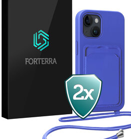 Forterra Forterra iPhone 14 Plus Hoesje Pashouder met Koord - Fel Blauw - 2 PACK