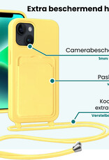 Forterra Forterra iPhone 14 Plus Hoesje Pashouder met Koord Met Screenprotector - Geel