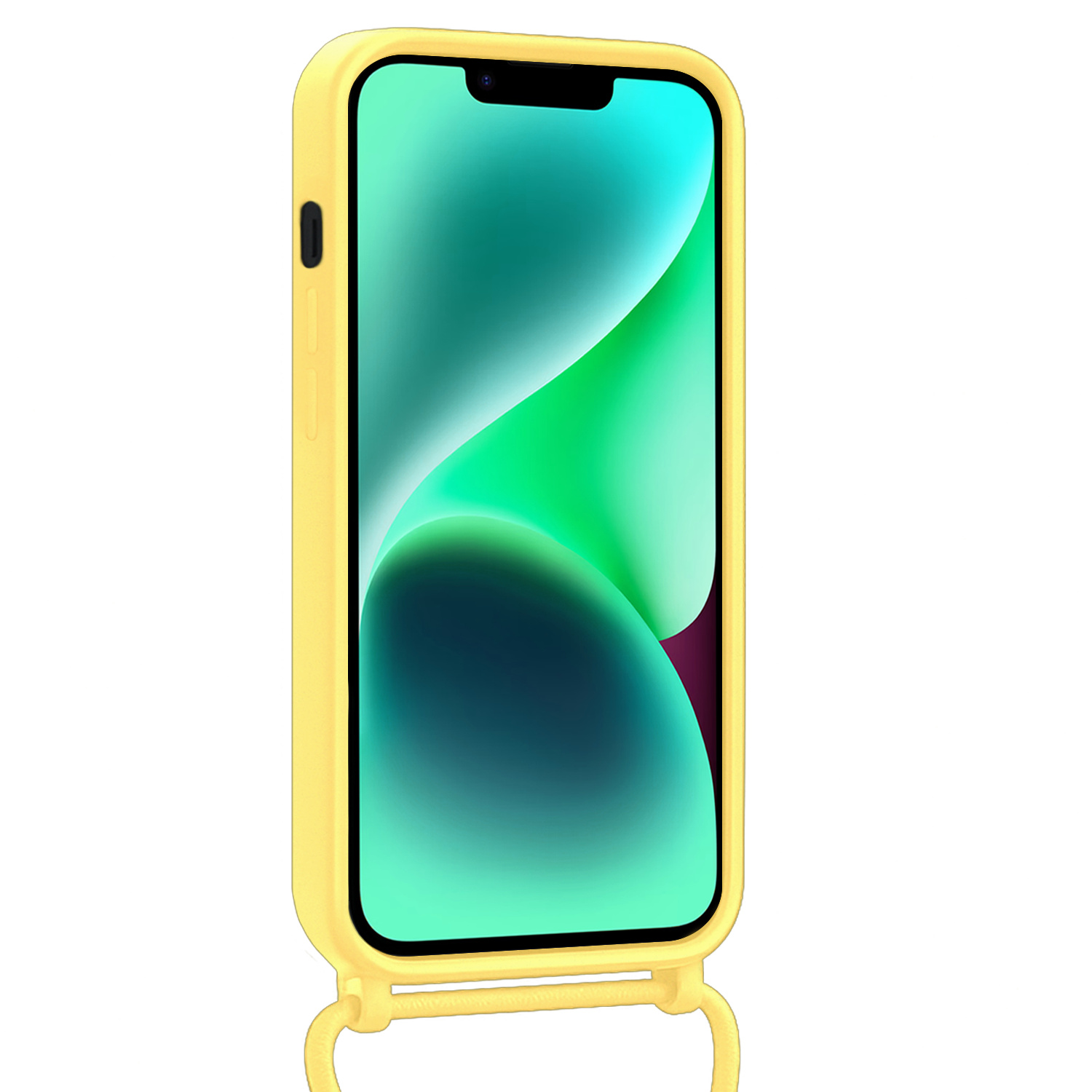 Forterra Forterra iPhone 14 Plus Hoesje Pashouder met Koord Met Screenprotector - Geel