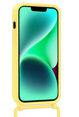Forterra Forterra iPhone 14 Plus Hoesje Pashouder met Koord Met 2x Screenprotector - Geel