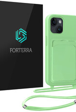 Forterra Forterra iPhone 14 Plus Hoesje Pashouder met Koord - Groen