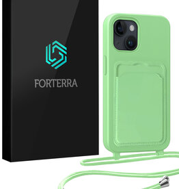 Forterra Forterra iPhone 14 Plus Hoesje Pashouder met Koord - Groen