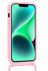Forterra Forterra iPhone 14 Plus Hoesje Pashouder met Koord Met Screenprotector - Lichtroze
