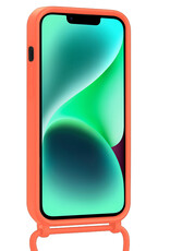 Forterra Forterra iPhone 14 Plus Hoesje Pashouder met Koord Met 2x Screenprotector - Papaya
