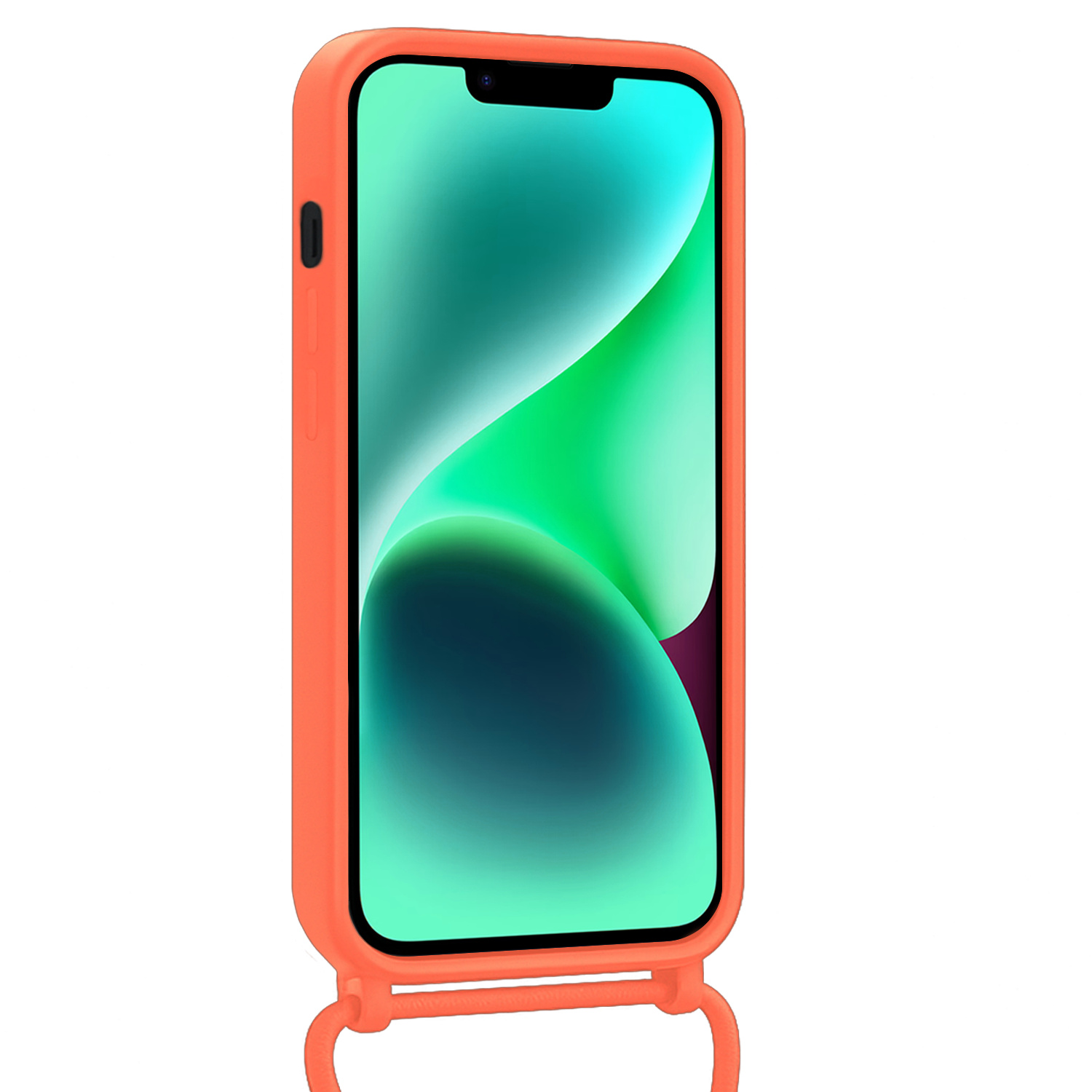 Forterra Forterra iPhone 14 Plus Hoesje Pashouder met Koord Met 2x Screenprotector - Papaya