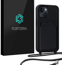 Forterra Forterra iPhone 14 Plus Hoesje Pashouder met Koord - Zwart