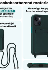 Forterra Forterra iPhone 14 Hoesje Pashouder met Koord - Donkergroen - 2 PACK