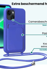Forterra Forterra iPhone 14 Hoesje Pashouder met Koord Met Screenprotector - Fel Blauw