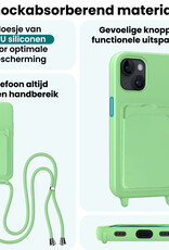 Forterra Forterra iPhone 14 Hoesje Pashouder met Koord - Groen - 2 PACK
