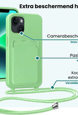 Forterra Forterra iPhone 14 Hoesje Pashouder met Koord Met 2x Screenprotector - Groen