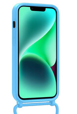 Forterra Forterra iPhone 14 Hoesje Pashouder met Koord Met 2x Screenprotector - Lichtblauw