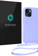 Forterra Forterra iPhone 14 Hoesje Pashouder met Koord - Lila