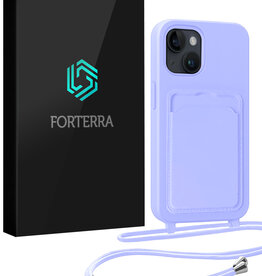 Forterra Forterra iPhone 14 Hoesje Pashouder met Koord - Lila