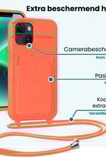 Forterra Forterra iPhone 14 Hoesje Pashouder met Koord - Papaya - 2 PACK