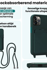 Forterra Forterra iPhone 14 Pro Hoesje Pashouder met Koord Met Screenprotector - Donkergroen