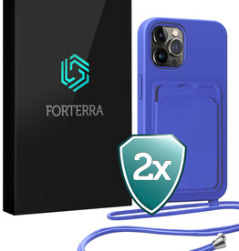 Forterra Forterra iPhone 14 Pro Hoesje Pashouder met Koord - Fel Blauw - 2 PACK