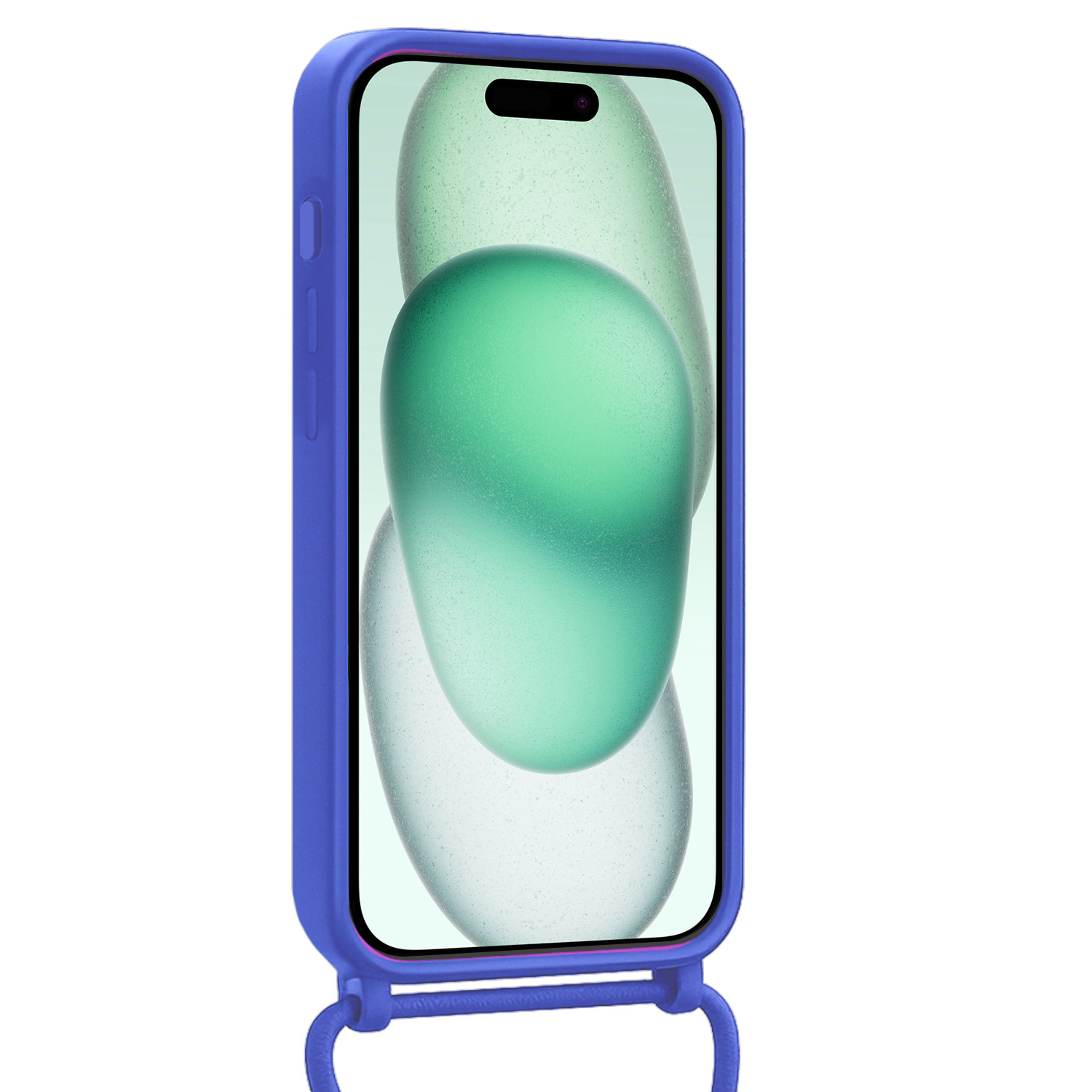 Forterra Forterra iPhone 14 Pro Hoesje Pashouder met Koord Met 2x Screenprotector - Fel Blauw