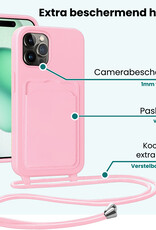 Forterra Forterra iPhone 14 Pro Hoesje Pashouder met Koord - Lichtroze - 2 PACK