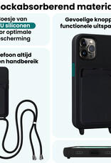 Forterra Forterra iPhone 14 Pro Hoesje Pashouder met Koord - Zwart - 2 PACK
