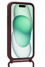 Forterra Forterra iPhone 14 Pro Max Hoesje Pashouder met Koord Met 2x Screenprotector - Aubergine