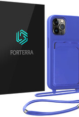 Forterra Forterra iPhone 14 Pro Max Hoesje Pashouder met Koord - Fel Blauw