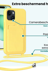 Forterra Forterra iPhone 14 Pro Max Hoesje Pashouder met Koord Met Screenprotector - Geel