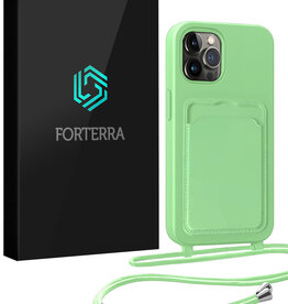 Forterra Forterra iPhone 14 Pro Max Hoesje Pashouder met Koord - Groen