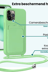 Forterra Forterra iPhone 14 Pro Max Hoesje Pashouder met Koord Met 2x Screenprotector - Groen