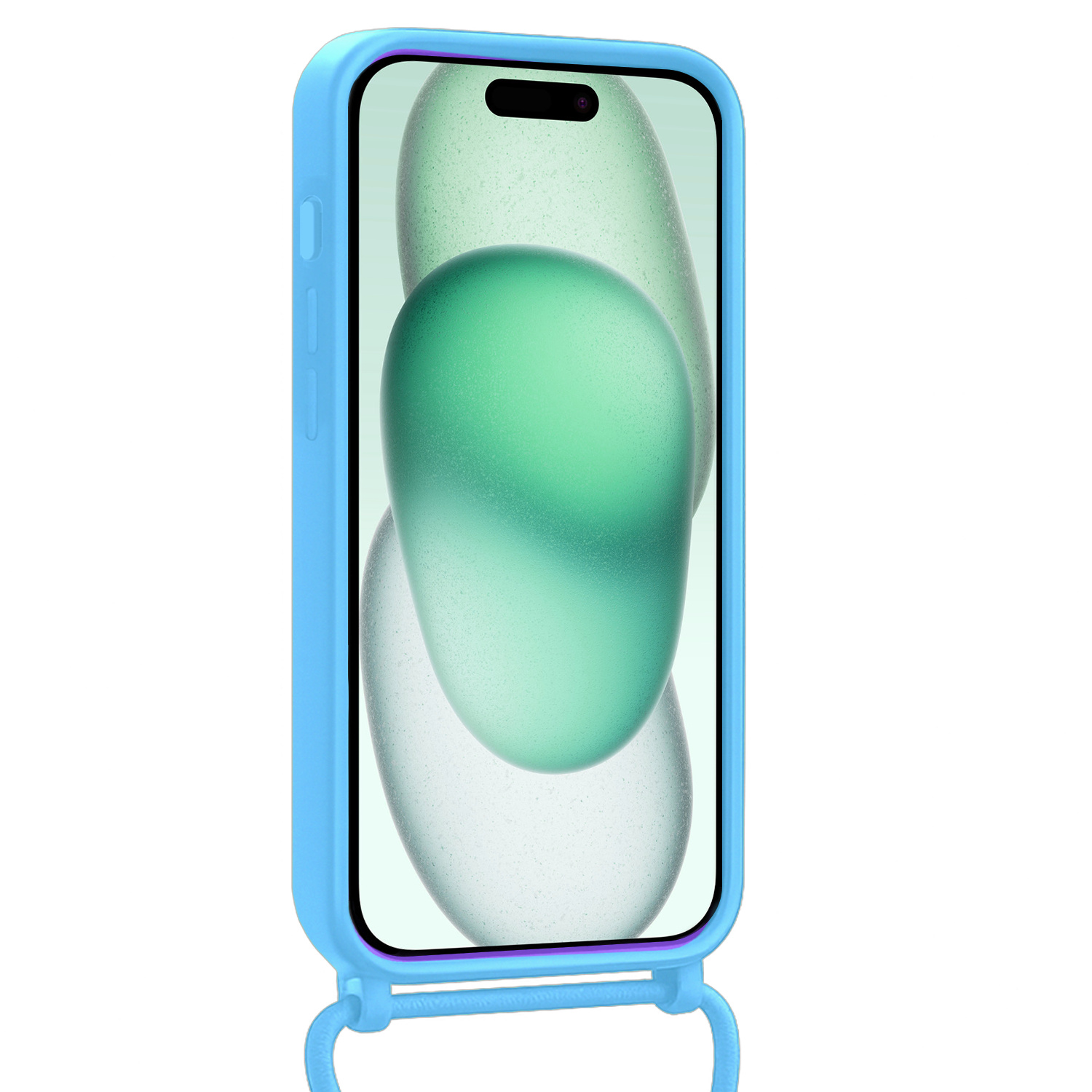 Forterra Forterra iPhone 14 Pro Max Hoesje Pashouder met Koord - Lichtblauw