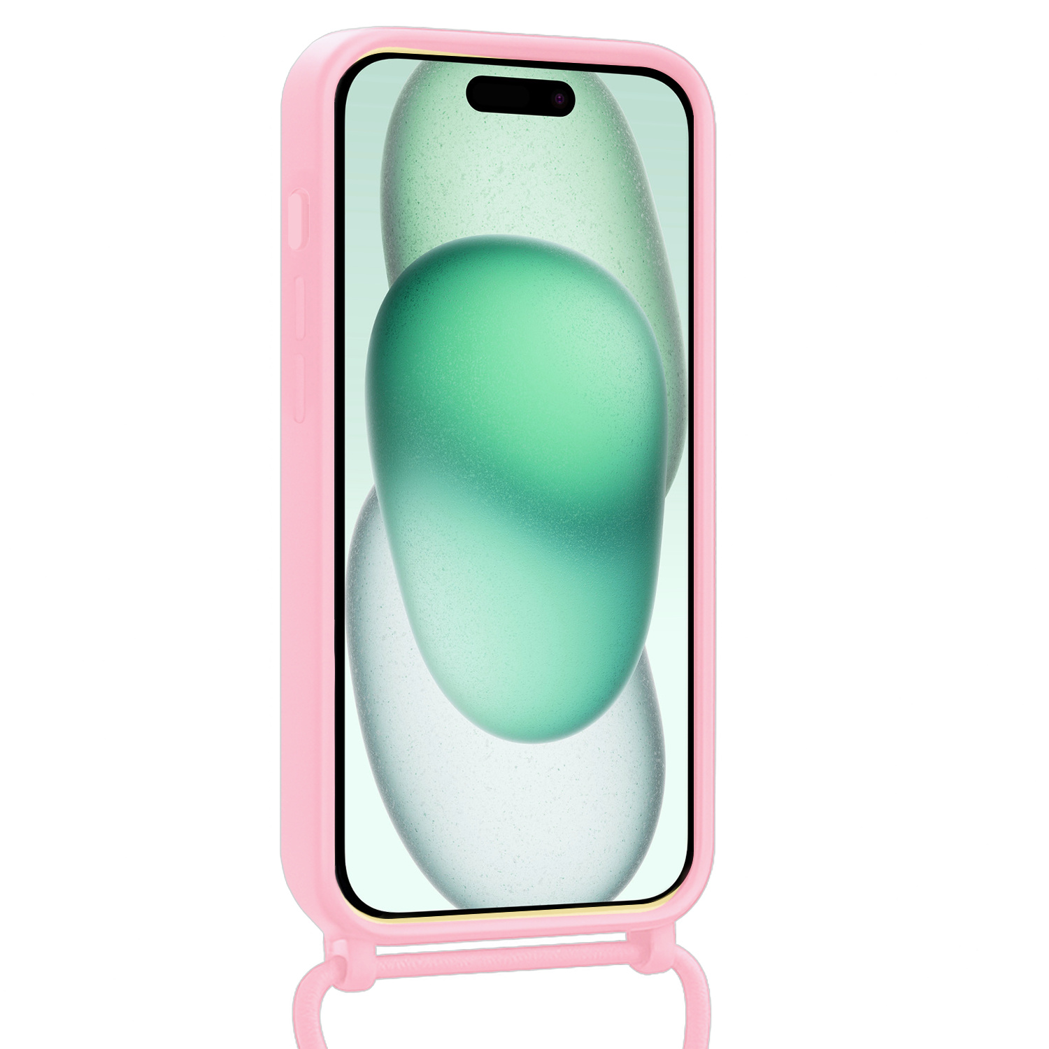 Forterra Forterra iPhone 14 Pro Max Hoesje Pashouder met Koord Met Screenprotector - Lichtroze