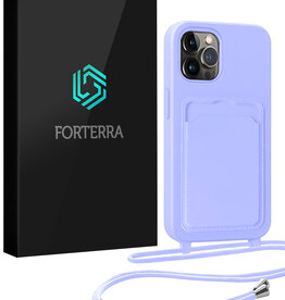 Forterra Forterra iPhone 14 Pro Max Hoesje Pashouder met Koord - Lila