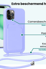 Forterra Forterra iPhone 14 Pro Max Hoesje Pashouder met Koord Met 2x Screenprotector - Lila