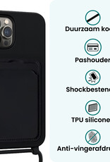 Forterra Forterra iPhone 14 Pro Max Hoesje Pashouder met Koord - Zwart - 2 PACK