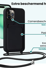 Forterra Forterra iPhone 14 Pro Max Hoesje Pashouder met Koord Met 2x Screenprotector - Zwart