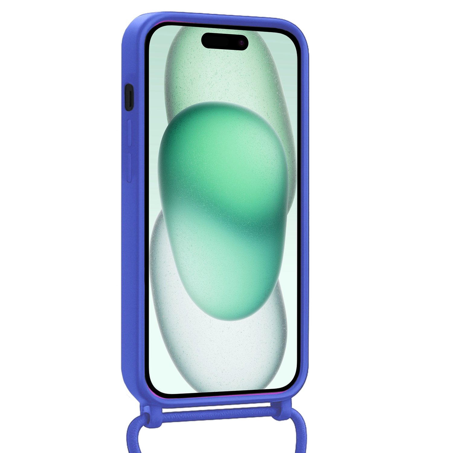 Forterra Forterra iPhone 15 Plus Hoesje Pashouder met Koord - Fel Blauw
