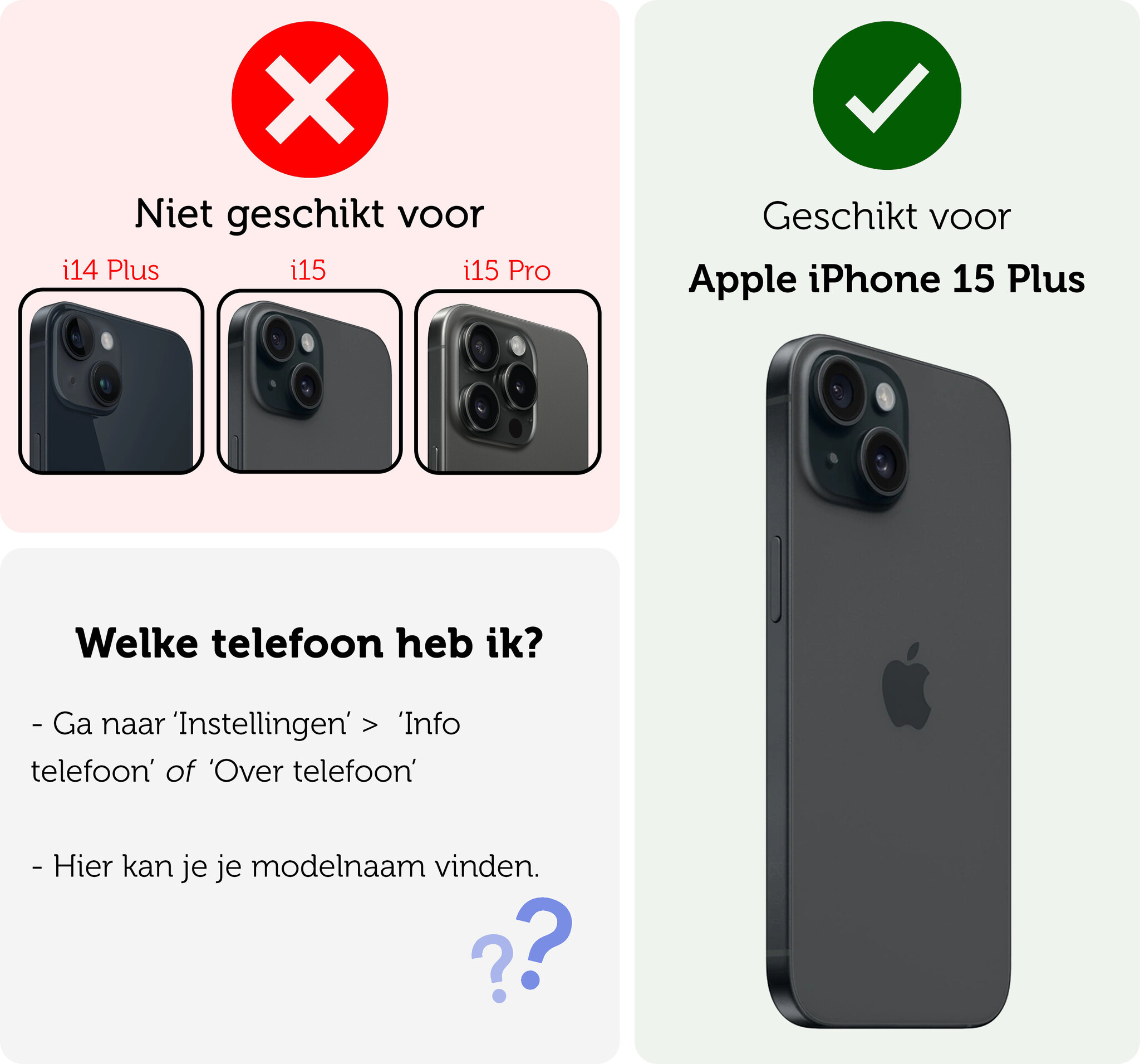 Forterra Forterra iPhone 15 Plus Hoesje Pashouder met Koord Met Screenprotector - Fel Blauw