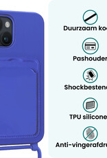 Forterra Forterra iPhone 15 Plus Hoesje Pashouder met Koord Met Screenprotector - Fel Blauw