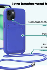 Forterra Forterra iPhone 15 Plus Hoesje Pashouder met Koord Met Screenprotector - Fel Blauw