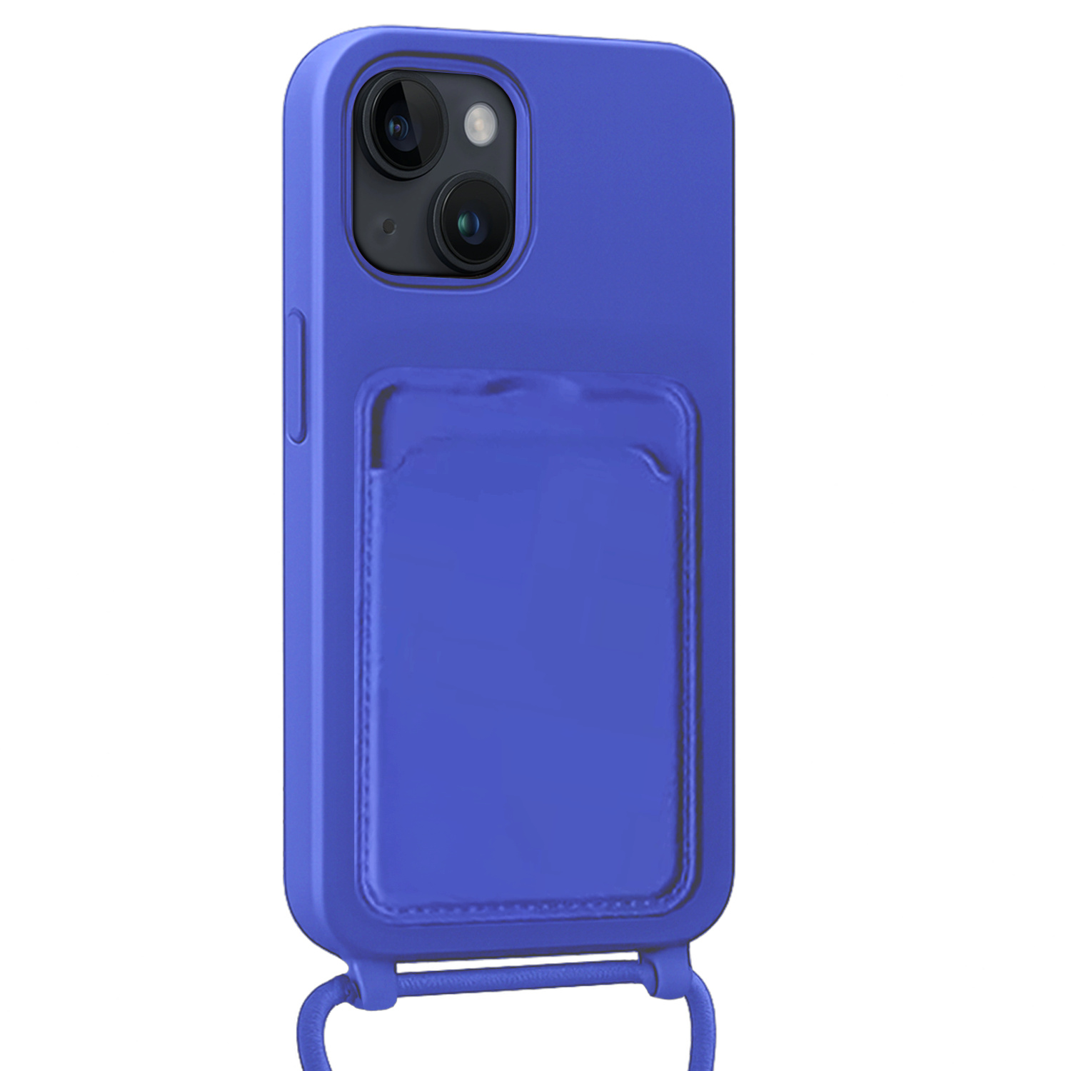Forterra Forterra iPhone 15 Plus Hoesje Pashouder met Koord Met Screenprotector - Fel Blauw