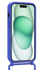 Forterra Forterra iPhone 15 Plus Hoesje Pashouder met Koord Met Screenprotector - Fel Blauw