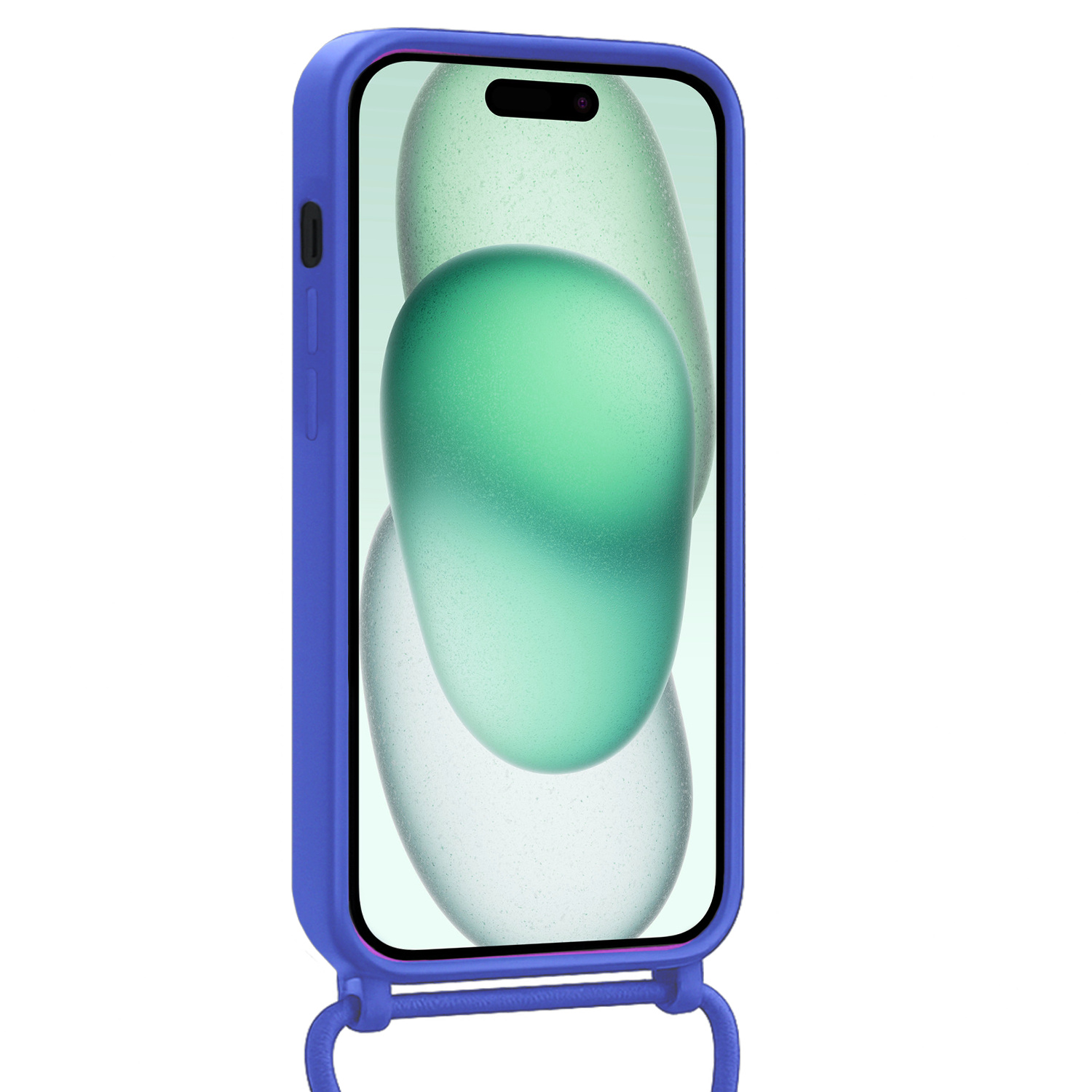 Forterra Forterra iPhone 15 Plus Hoesje Pashouder met Koord Met Screenprotector - Fel Blauw