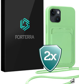 Forterra Forterra iPhone 15 Plus Hoesje Pashouder met Koord - Groen - 2 PACK
