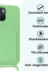 Forterra Forterra iPhone 15 Plus Hoesje Pashouder met Koord Met Screenprotector - Groen