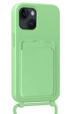 Forterra Forterra iPhone 15 Plus Hoesje Pashouder met Koord Met 2x Screenprotector - Groen