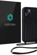 Forterra Forterra iPhone 15 Plus Hoesje Pashouder met Koord - Zwart