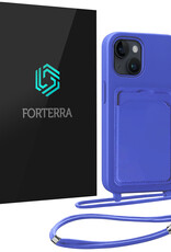 Forterra Forterra iPhone 15 Hoesje Pashouder met Koord - Fel Blauw